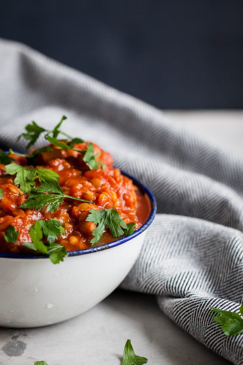 vegetarisk pastasås med linser