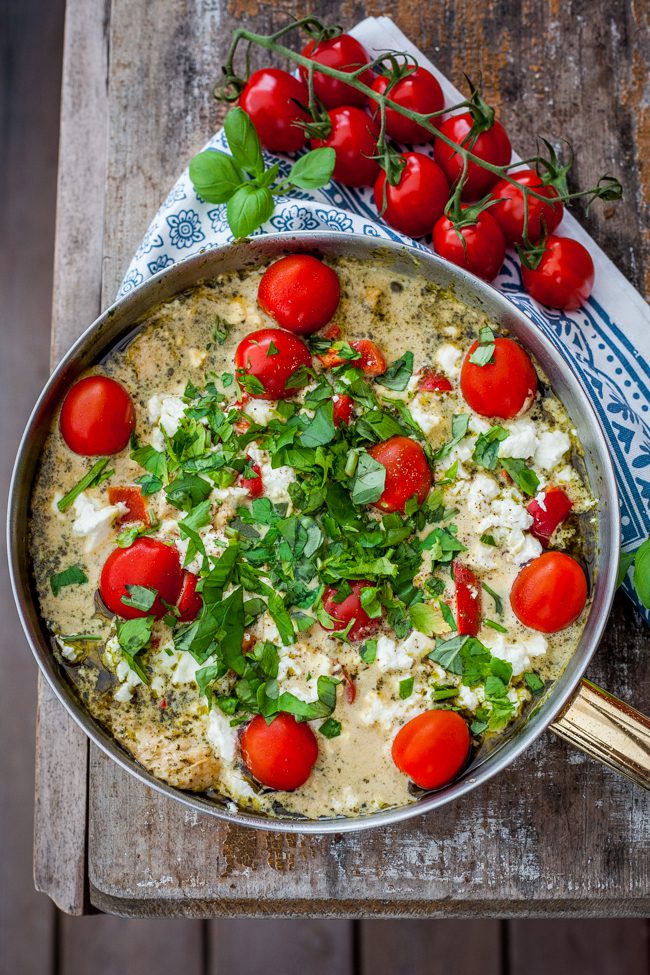 kyckling med pesto och fetaost