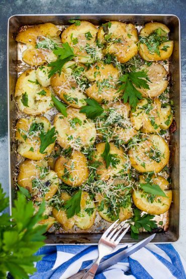 krossad potatis i ugn