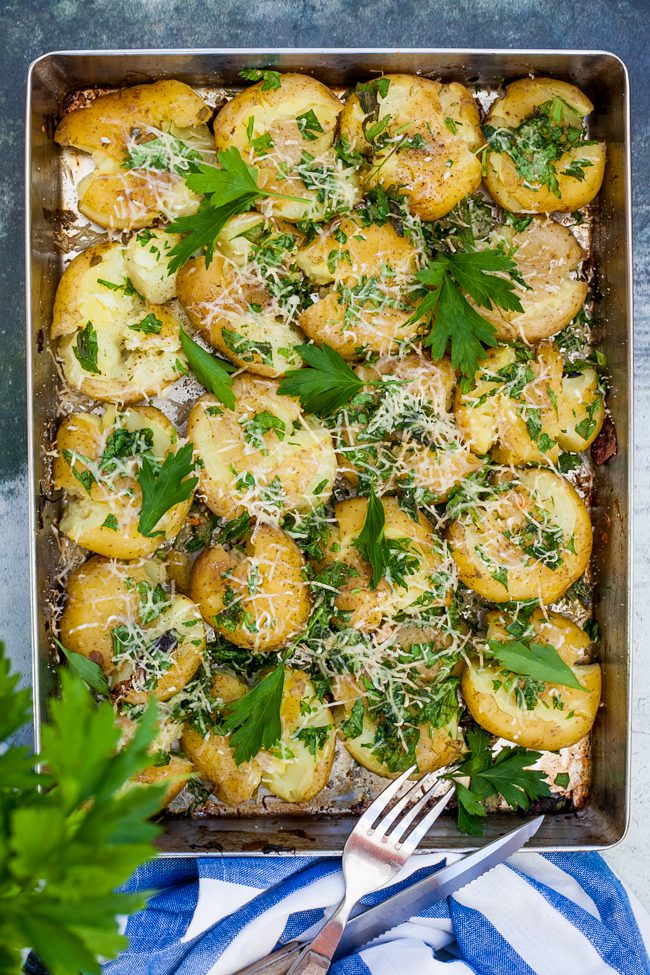 krossad potatis i ugn