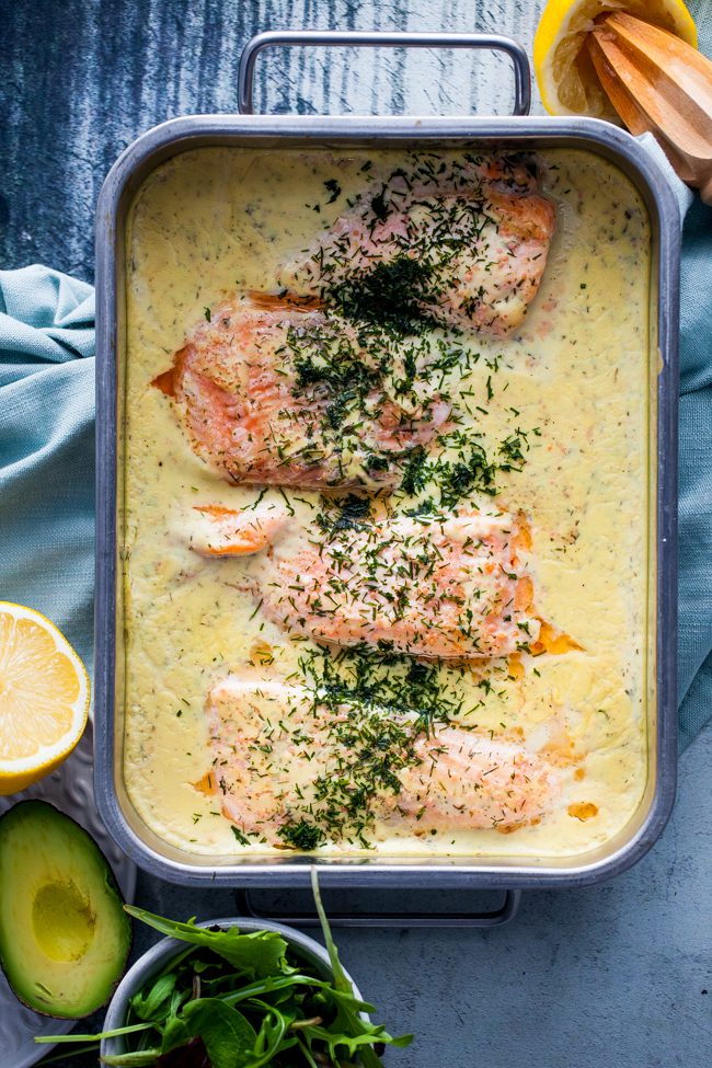 lax i citronsås, fisk i ugn