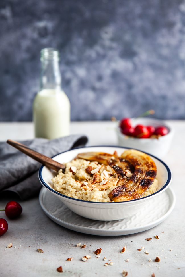 gröt, frukost, banan, nyttig