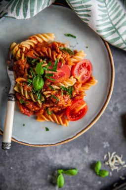 vegetarisk, vegansk, linsbolognese