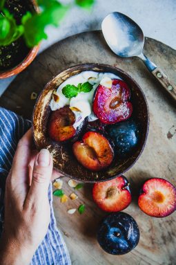 grillade plommon, plommon i ugn