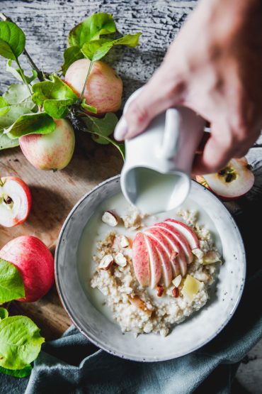 steel cut oats, gröt. äpple