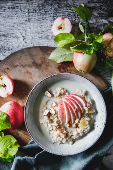 steel cut oats, gröt. äpple