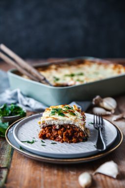 moussaka, gratäng, köttfärs, vegetarisk moussaka