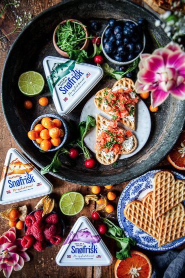 snøfrisk, våfflor, tilltugg, snittar, brunch