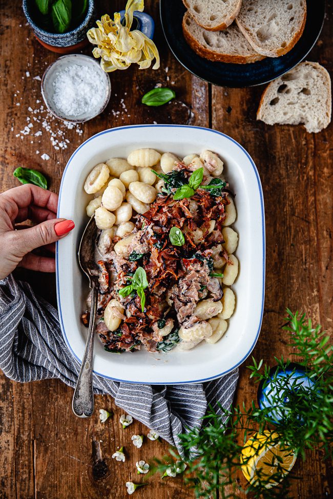 kycklingbacon, gnocchi, middag, lönneberga kycklingbacon