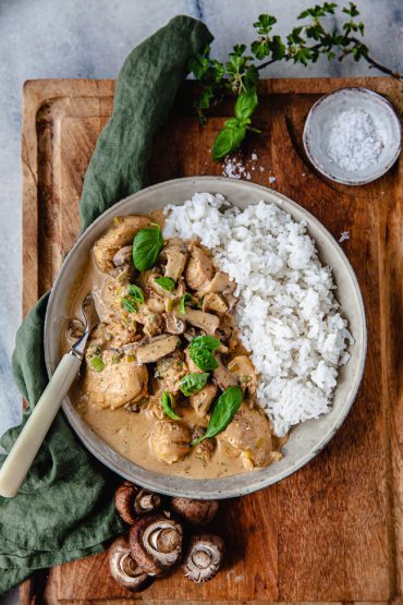 kyckling, gryta, svamp, färskost, snabbmat, middag på 30 minuter