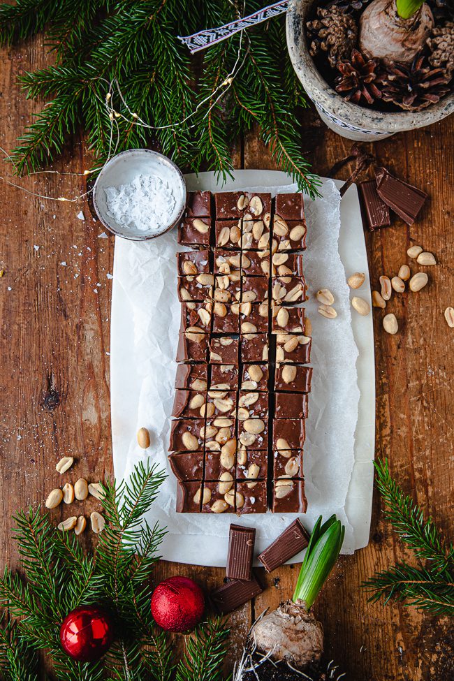 jordnötsfudge, fudge, julgodis