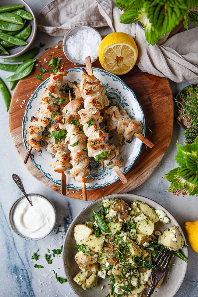 kycklingspett, buffé, middag, recept