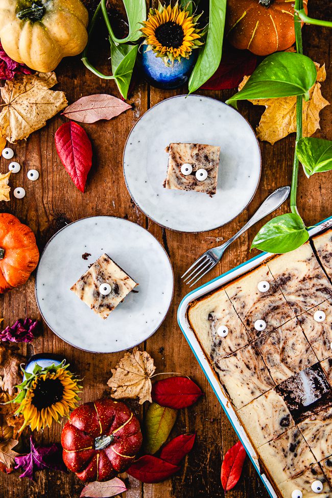 brownecheesecake, cheesecake, halloween, brownie