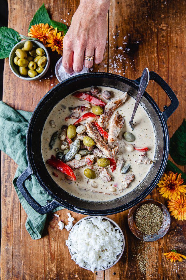 gryta, fläskfilégryta, kreolsk gryta. helgmat,