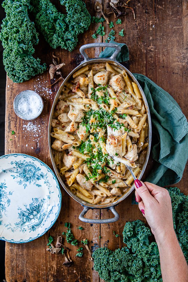 pasta, pastagratäng, middag, vardagsmat