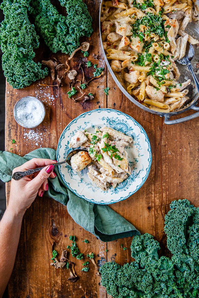 pasta, pastagratäng, middag, vardagsmat