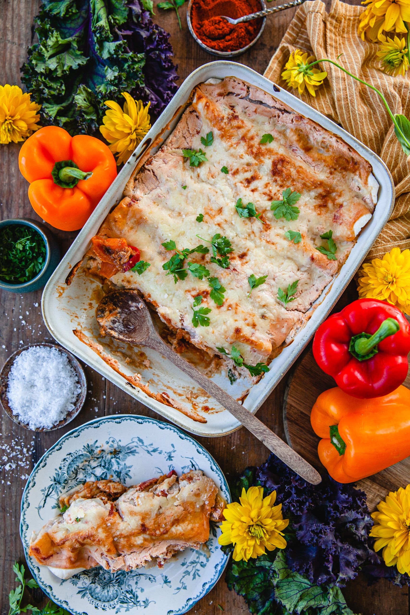 Enchiladas med kyckling och paprika