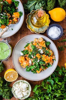 Ljummen sallad med butternut och kikärtor